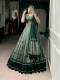 Green Color Kalamkari Printed Lehenga Choli