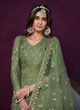 Green Designer Net Sequins Embroidered Anarkali salwar Suit