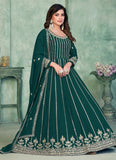 Green Faux Georgette Sequins Work Anarkali Suit