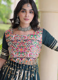 Green Gamthi Mirror Work Lehenga with Gota Patti Lace