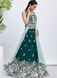 Green Indian Lehenga | Elegant Poly Georgette Bridal Wear