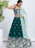 Green Indian Lehenga | Elegant Poly Georgette Bridal Wear