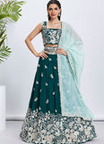 Green Indian Lehenga | Elegant Poly Georgette Bridal Wear