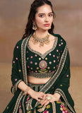 Green Reception Wear Lehenga | Georgette Sequins & Zari Embroidered Set