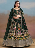 Majestic Green Georgette Reception Wear Lehenga