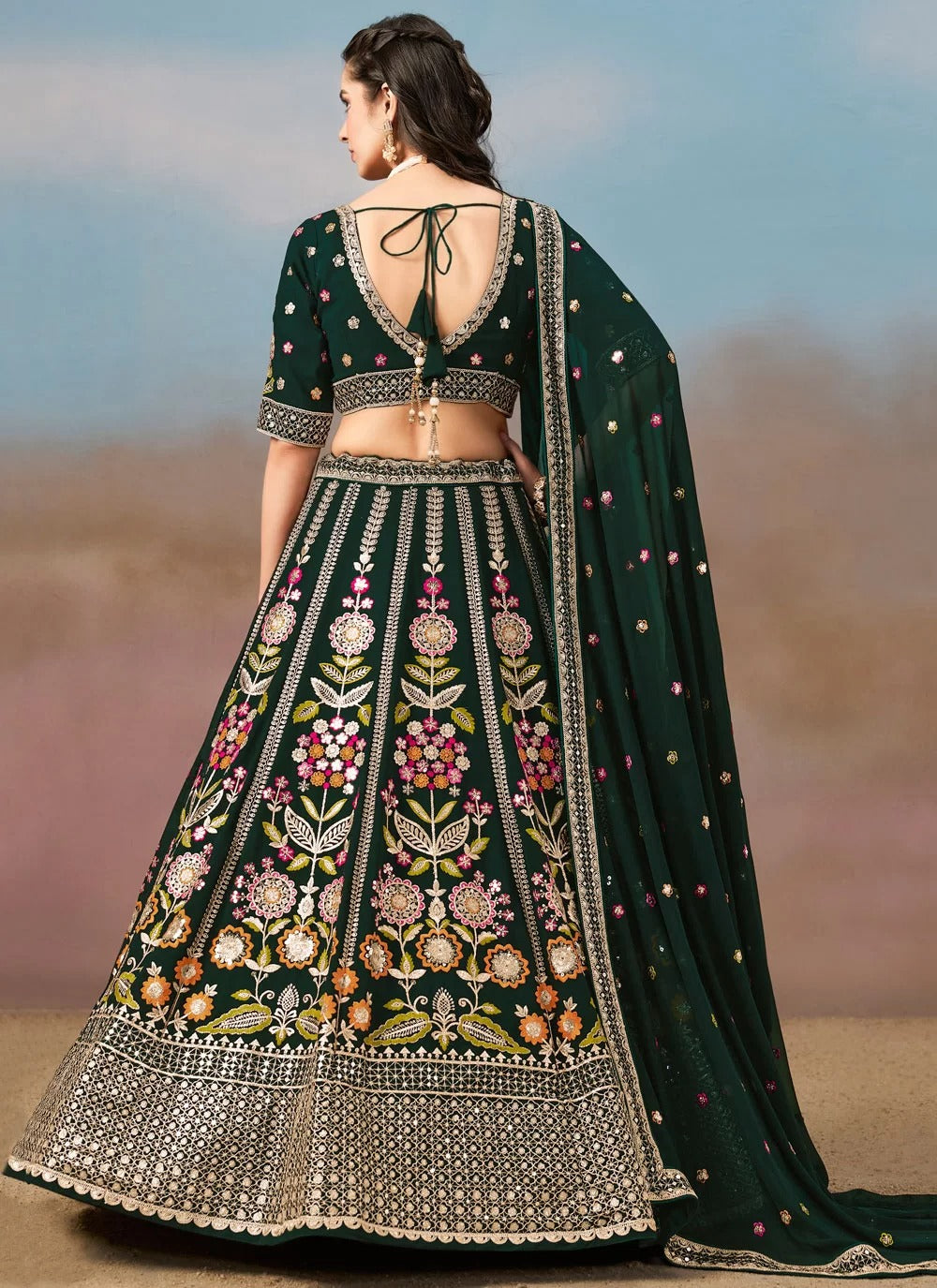 Green Sequins & Zari Reception Lehenga