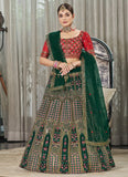 Green Georgette Thread Sequins and Stone Pasting Indian Lehenga Choli