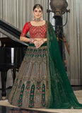 Green Georgette Thread Sequins and Stone Pasting Indian Lehenga Choli