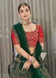 Green Georgette Thread Sequins and Stone Pasting Indian Lehenga Choli