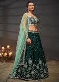 Green Poly Chiffon Lehenga for Reception Party