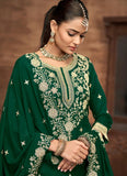 Green Vichitra Silk Readymade Wedding Lehenga