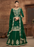 Royal Green Vichitra Silk Readymade Wedding Lehenga Set