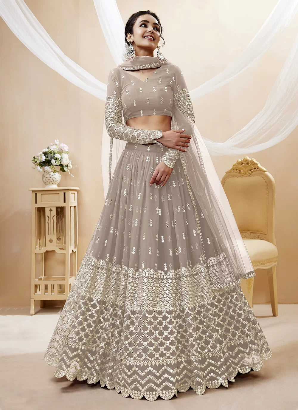 Buy Grey Georgette Sequins And Zari Embroidery Indian Choli And Ghagra Custom Stitched Buy Grey Georgette Sequins And Zari Embroidery Indian Choli And Ghagra Custom Stitched