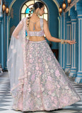 Grey Cocktail Lehenga with Sequins, Stone & Coding Embroidery Work