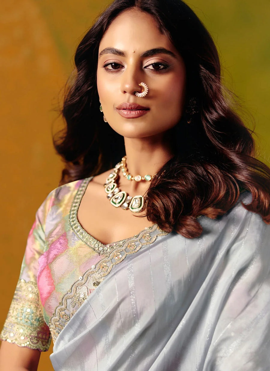 Grey Premium Designer Saree for Reception & Cocktail