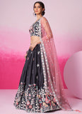 Grey Satin Traditional Lehenga with Sequins Embroidery for Indian Functions