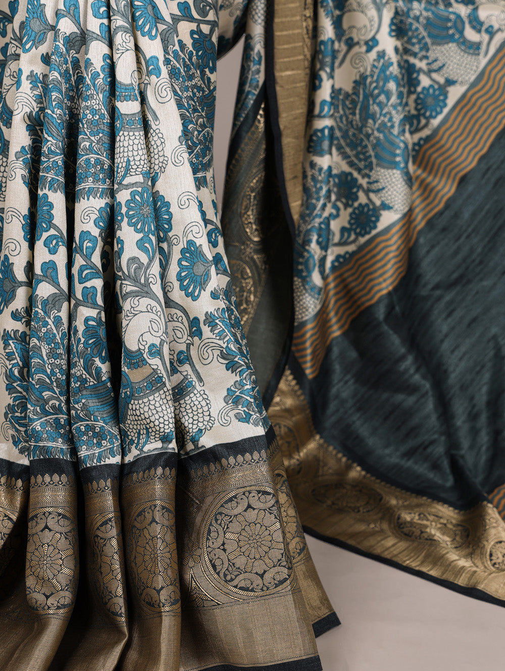 Designer sky blue silk saree