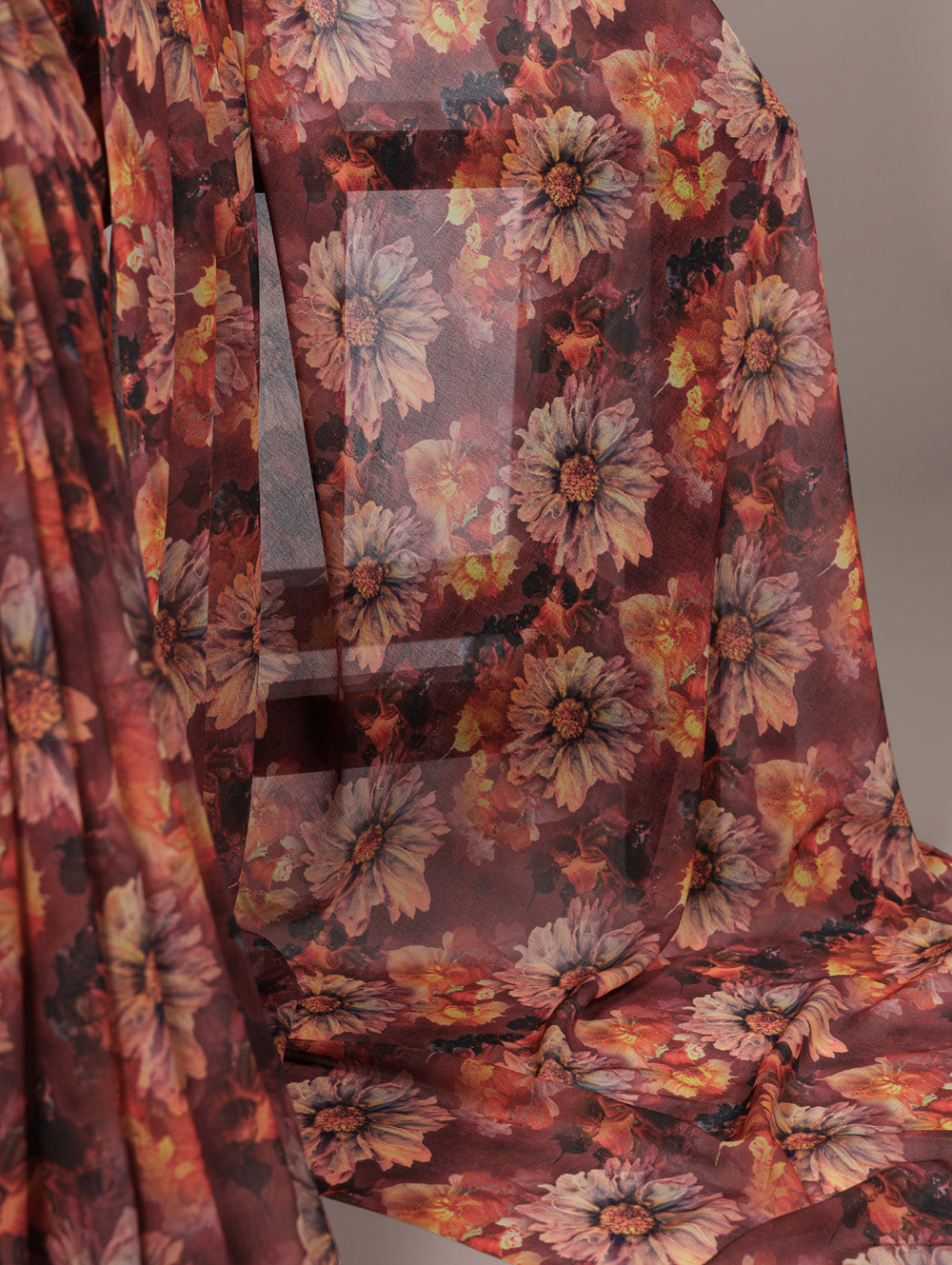 Floral print saree with matching blouse