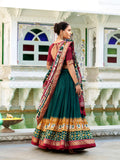 Green Tasar silk blouse fabric unstitched