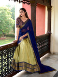 Pista Color Zari Weaving Work Kanchipuram Lehenga Choli