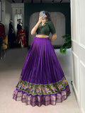Purple Festive Wear Poly Cotton Lehenga Choli
