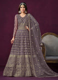 Heavy Embroidered Net Anarkali In Purple