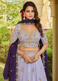 Charming Lavender Tissue Lehenga with Vibrant Contrast Dupatta