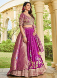 Deep Purple Embroidered Lehenga Choli with Dupatta