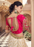 Opulent Cream Russian Jacquard Lehenga Choli with Mirror & Bead Work