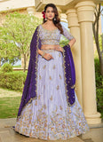 Charming Lavender Tissue Lehenga with Vibrant Contrast Dupatta