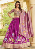 Deep Purple Embroidered Lehenga Choli with Dupatta