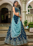 Navy Blue Lehenga, Organza Lehenga