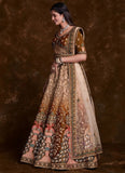 Indian Art Silk Brown Lehenga Set with Thread, Zari & Dori Work