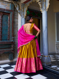 Mustard Color Zari Weaving Work Narayan Pattu Lehenga Choli