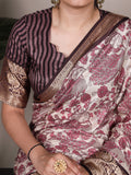 Pink printed saree for anniversary function