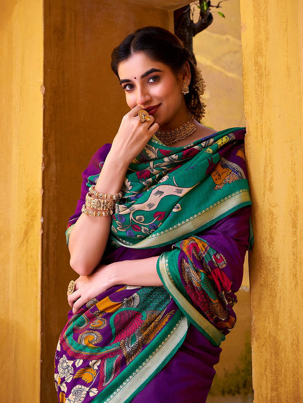 Printed chanderi saree with blouse piece