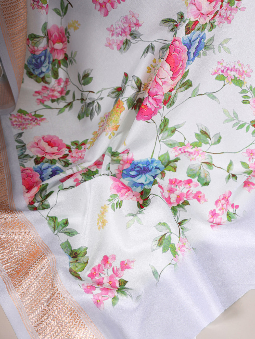 Sky blue ethnic saree with rich woven border