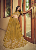 Indian Party Wear Lehenga in Yellow Faux Georgette with Exquisite Embroidery