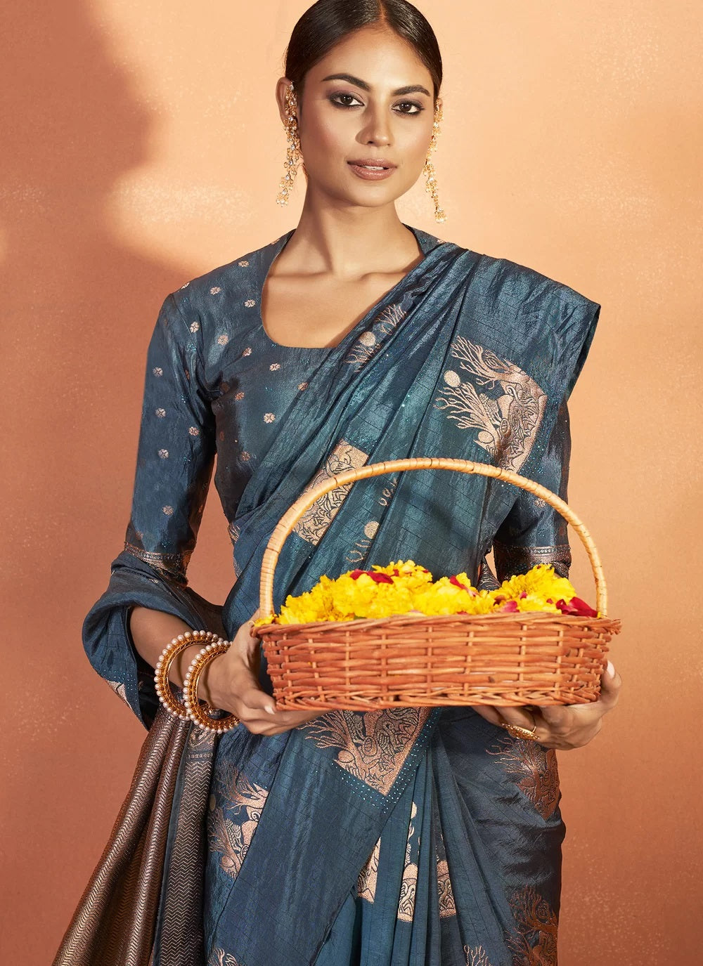 Indian Traditional Tusser silk Woven Design saree
