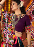 Multi-color viscose cotton lehenga with mirror work for Navratri