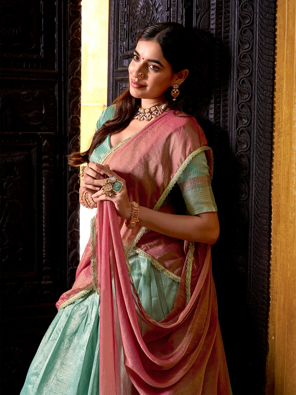 4 meter flare sky blue lehenga choli