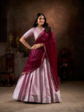 Light Pink Color South Indian Weaving Work Jacquard Silk Lehenga Choli