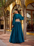 designer blue festive lehenga