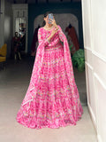 Pink Color Printed With Georgette Lehenga Choli
