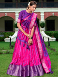Purple Color Shibori Print With Zari Weaving Border Dola Silk Chaniya Choli
