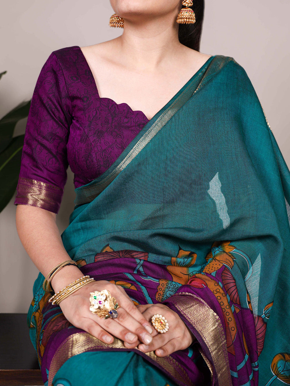 Viscose chanderi saree with zari weaving