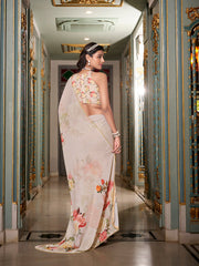 Off white saree with delicate pearl lace