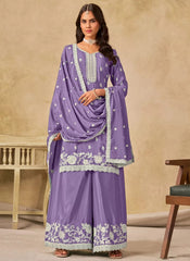 Designer lavender palazzo suit for women party wear