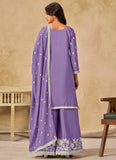 Elegant lavender embroidered Chinnon silk suit set