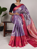 Lavender Color Zari Weaving Work Jacquard Silk Saree